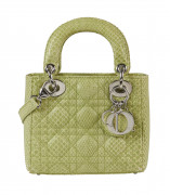 CHRISTIAN DIOR 2008  Mini sac LADY DIOR Python pistache (Pythonidae) II/B Garnitures en métal argenté Anse bandoulière a...