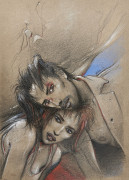 *Enki BILAL Né en 1951 Julia & Roem Fusain et pastel sur papier grège pour la couverture de cet album publié en 2011 aux éditi...