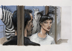 *Enki BILAL Né en 1951 La Couleur de l’air Acrylique, crayon et pastel sur papier pour la case 2 de la page 74 de cet album pu...