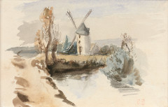 Eugène DELACROIX Charenton-Saint-Maurice, 1798 - Paris, 1863 Paysage au moulin Aquarelle sur trait de crayon