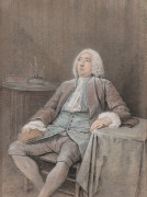 Louis AUBERT Paris, 1720 - après 1798 Portrait présumé du marquis de Reverseaux assis Pastel et crayon noir