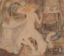 Georges BOTTINI Paris, 1874 - Villejuif, 1907 Femme à sa toilette Aquarelle et plume et encre noire sur trait de crayon