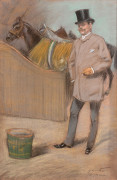 Jean-Louis FORAIN Reims, 1852 - Paris, 1931 Propriétaire et chevaux à l'écurie Pastel