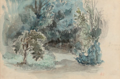 Eugène DELACROIX Charenton-Saint-Maurice, 1798 - Paris, 1863 Vue présumée du jardin de Champrosay Aquarelle sur trait de crayon