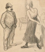 Théophile Alexandre STEINLEN 1859-1923 La dispute Crayon gras sur papier