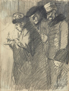 Théophile Alexandre STEINLEN 1859-1923 La République éclairant l'Eglise et l'armée Crayon graphite sur papier