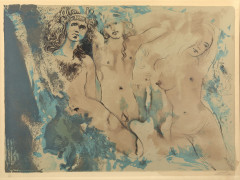 Salvador DALI (1904 - 1989) Happy Days (3 Hippies) - 1970 Pointe-sèche et lithographie en couleurs