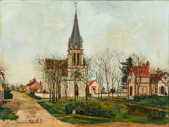 Maurice UTRILLO 1883-1955 L'Eglise de Combreux (Loiret) - 1921 Huile sur toile