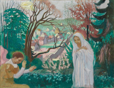 Maurice DENIS 1870 - 1943 Annonciation au jardin printanier ou Annonciation au Jardin du Prieuré - 1935 Huile sur toile