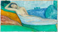 Charles FILIGER 1863- 1928 Le Repos ou Sainte endormie ou Figure couchée - 1889-1890 Gouache sur carton