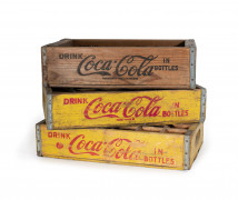 COCA COLA  Lot de trois caisses en bois - circa 1960 Structure en bois