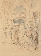 Edy LEGRAND 1892-1970 Porte du souk Plume et crayons de couleurs sur papier