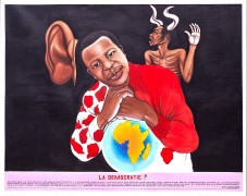 Chéri SAMBA Né en 1956 - République Démocratique du Congo LA DEMOCRATIE ?, 1997 Acrylique et paillettes sur toile