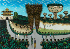 Dieudonné Sanna WAMBETI Né en 1977 - République Centrafricaine Les têtes des sages, 2013 Huile sur toile