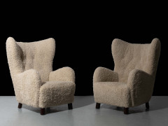 Mogens LASSEN 1901 - 1987 Paire de fauteuils à haut dossier dits « Wing Chair » – création 1930