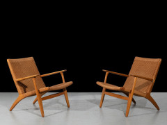 Hans J. WEGNER 1914-2007 Paire de fauteuils mod. CH 25 - circa 1950