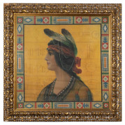 ANONYME  Portrait de Pocahontas Peinture sur toile de soie