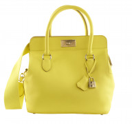 HERMÈS 2013  Sac TOOLBOX 26 Veau Swift Lime Garniture métal argenté palladié  TOOLBOX 26 bag Lime Swift calfskin lea...