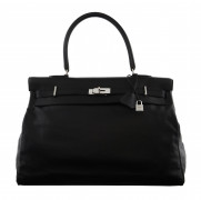 ¤ HERMÈS 2013  Sac KELLY RELAX 50 Veau Swift noir Garniture métal argenté palladié  KELLY RELAX 50 bag Black Swift cal...