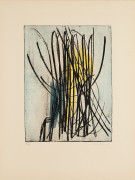 Hans HARTUNG (1904 - 1989) Gravure 27 - 1953 Eau-forte en 2 tons de bleus, noir et jaune