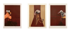 Francis BACON (1909 - 1992) Deuxième version du Triptyque 1944 - 1989 Trois lithographies en couleurs