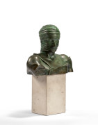 Igor MITORAJ (1944 - 2014) Argos - 1989 Bronze à patine verte et marbre