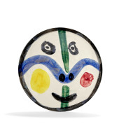 Pablo PICASSO (1881-1973) Visage n°0 - 1963 (AR # 458) Assiette ronde R.A terr...