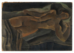 Rodolphe T. BOSSHARD 1889- 1960 Femme nue, allongée - circa 1920-1924 Huile sur carton