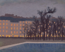 Charles LACOSTE 1870 - 1959 Nuit, bassin et lumières, 1904 Huile sur carton