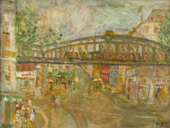 Jean Puni dit POUGNY 1892 - 1956 Paysage parisien au pont de métro - circa 1929-1930 Huile sur toile