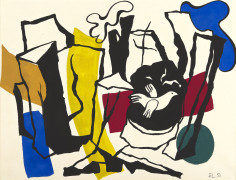 Fernand LEGER 1881 - 1955 Oiseau et troncs d’arbre – 1951 Gouache et crayon sur papier