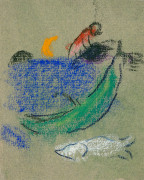 Marc CHAGALL 1887 - 1985 Etude pour la lithographie M.338, Le Dauphin mort et les 300 écus (Daphnis et Chloé,Longus) - circa 1956-19...