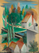 Serge FERAT 1882-1958 Paysage cubiste à Meudon Huile sur toile