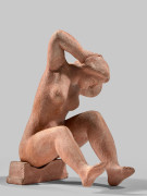 Aristide MAILLOL 1861-1944 Dina assise sur un socle mobile - 1937 Terre cuite en deux éléments