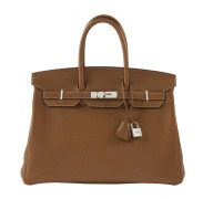 HERMÈS 2012  Sac BIRKIN 35 Veau Togo Gold Garniture métal argenté palladié  BIRKIN 35 bag Gold Togo calfskin leather...