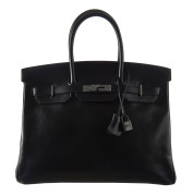 HERMÈS Édition Limitée 2010  Sac BIRKIN SO BLACK 35 Box noir Garniture métal chromé noir  BIRKIN SO BLACK 35 bag B...