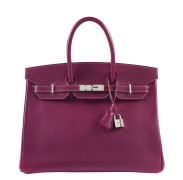 HERMÈS Édition Limitée 2011  Sac BIRKIN VERSO 35 Veau Epsom Tosca Intérieur en chèvre Rose Tyrien Garniture métal arge...