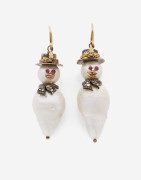 Paire de pendants d'oreilles bonhomme de neige