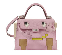 HERMÈS Édition Limitée 2022  Sac KELLY DOLL PICTO Veau Epsom Mauve Sylvestre, Nata, Lime et Chai Garniture métal argenté...