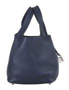 HERMÈS 2010  Sac PICOTIN LOCK 18 Taurillon Clémence Bleu Nuit Garniture métal argenté palladié  PICOTIN LOCK 18 bag ...