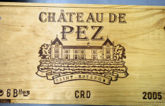 12 bouteilles CHÂTEAU DE PEZ 2005 Saint Estèphe (2x6) Caisse bois d'origine