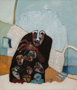 Mohamed DRISSI 1946-2003 Composition Technique mixte sur panneau