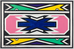 Esther MAHLANGU Née en 1935 - Afrique du Sud Ndbele Abstract, 2010 Acrylique sur toile