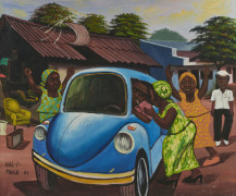 MOKÉ (Monsengwo Kejwamfi dit) 1950-2001 - République Démocratique du Congo Les joies de la voiture, 1981 Huile sur toile