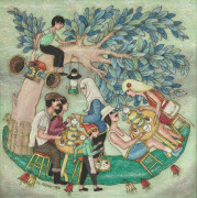 Nuri ABAC 1926-2008 - Turquie Café avec jardin, 1992 Huile sur toile