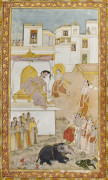 KRISHNA TUE LE ROI DÉMONIAQUE KAMSA  Probablement Bikaner, Inde du nord, vers 1750-80