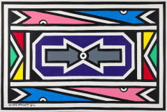 Esther MAHLANGU (Sud-Africaine - Née en 1935) Ndebele abstract 53 - 2010 Acrylique sur toile