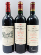 7 bouteilles 3 bts : CHÂTEAU MAUCAILLOU 2000 Moulis (étiquettes sales)