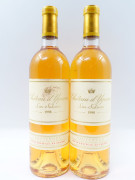 2 bouteilles CHÂTEAU D'YQUEM 1998 1er cru Supérieur Sauternes (2 base goulot, 1 étiquette tachée