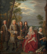 Pieter SNYERS Anvers, 1681 -1752 La famille Auvray devant sa propriété Huile sur toile